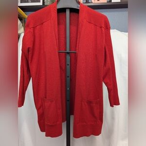 Terra & Sky Women's Vibrant Red Soft Cardi Cardigan Size 2x Front Pockets
